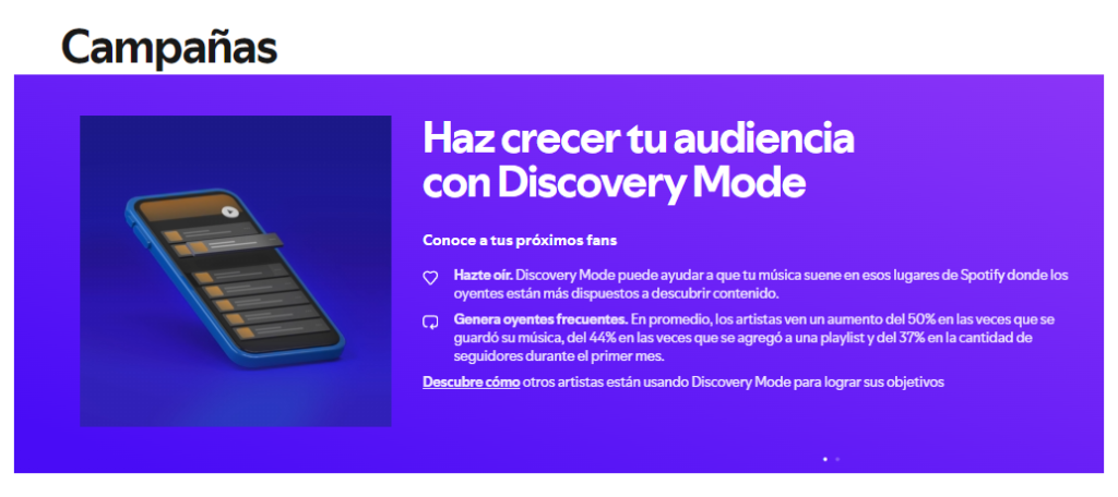 Discovery Mode en Spotify para Artistas.