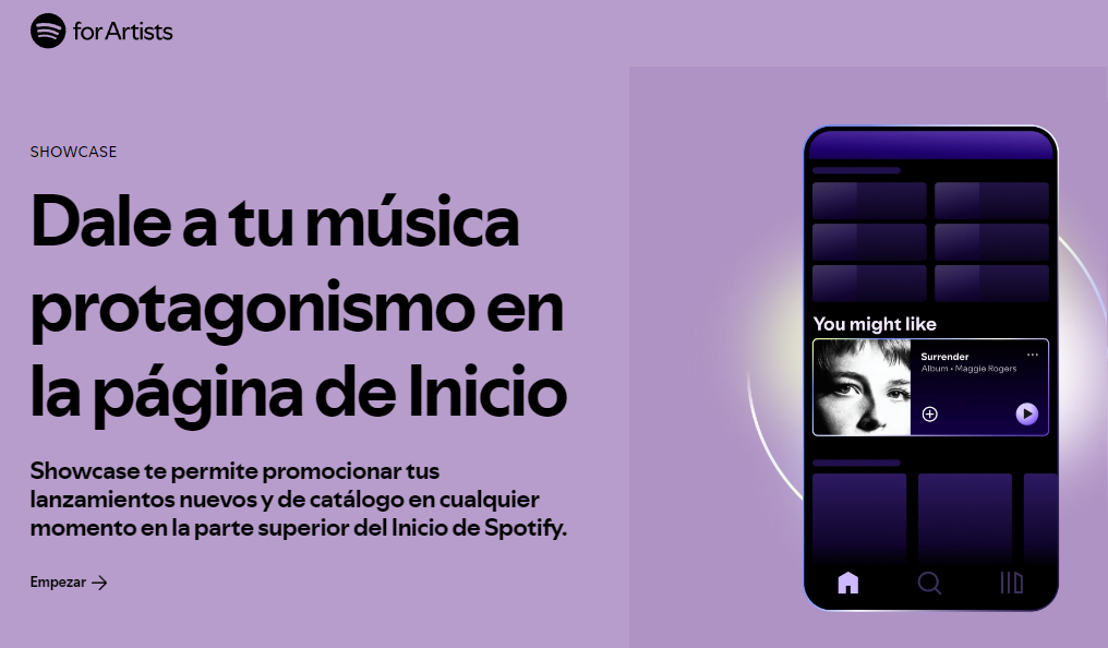 Spotify Showcase. Spotify para Artistas.